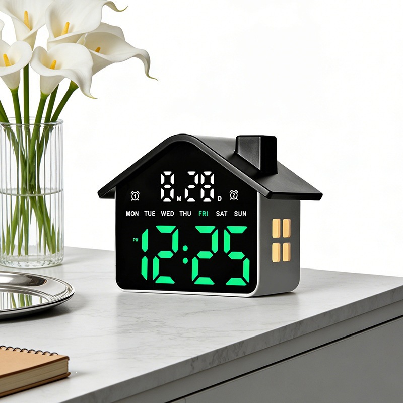 Makeup Photography Lighting - House Shaped Led Alarm Clock Electronic