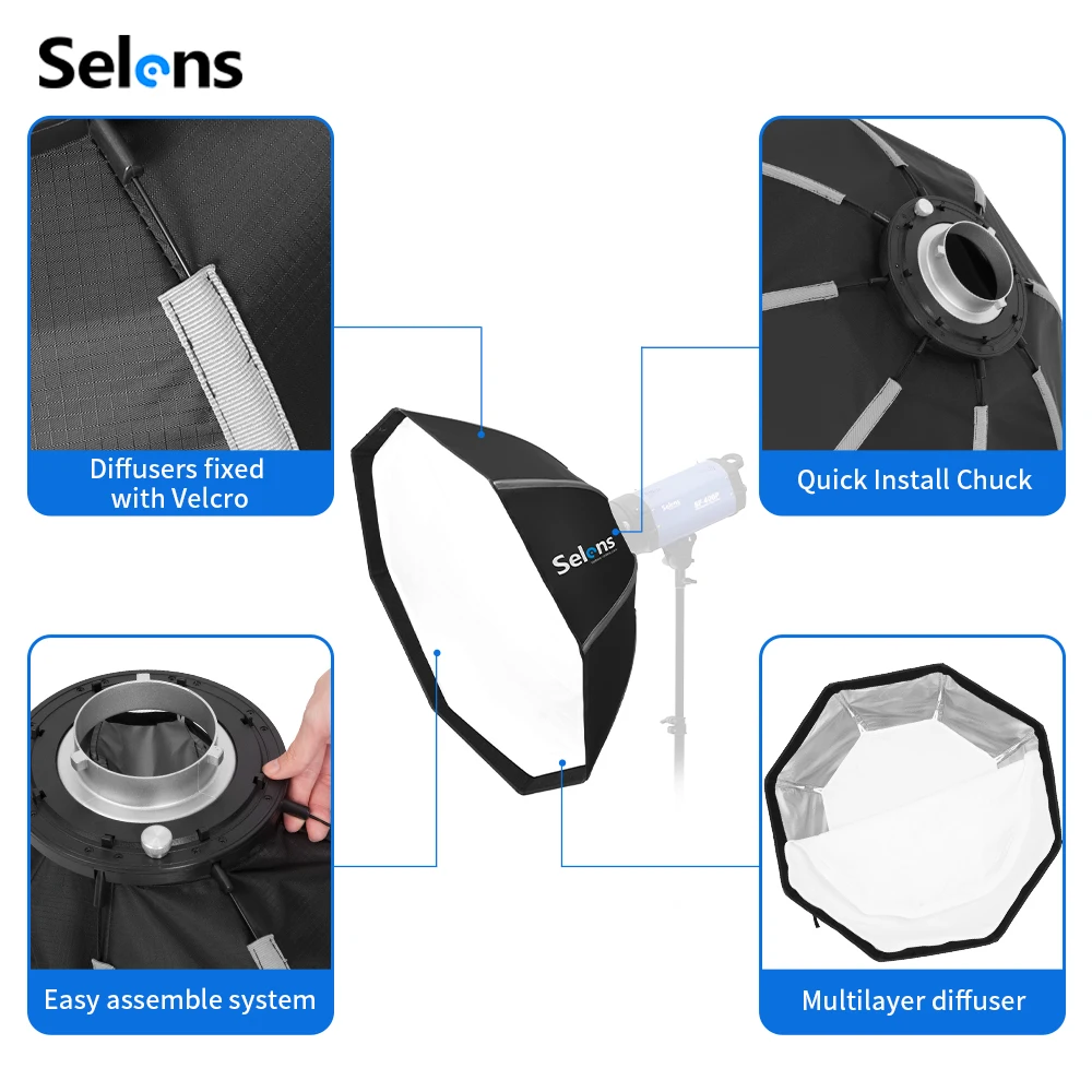 Selens 82/105cm Umbrella Softb - Photography Studio Lighting Set Up 评论和价格