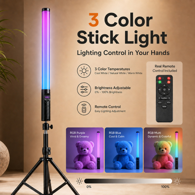 RGB Handheld Video Light Wand, - Photography Lighting Wand 评论和价格