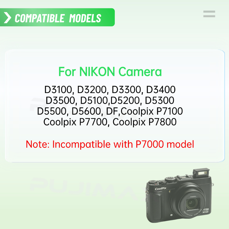 PUJIMAX 1650mAh EN-EL14 Batter - Nikon Camera D3500 评论和价格
