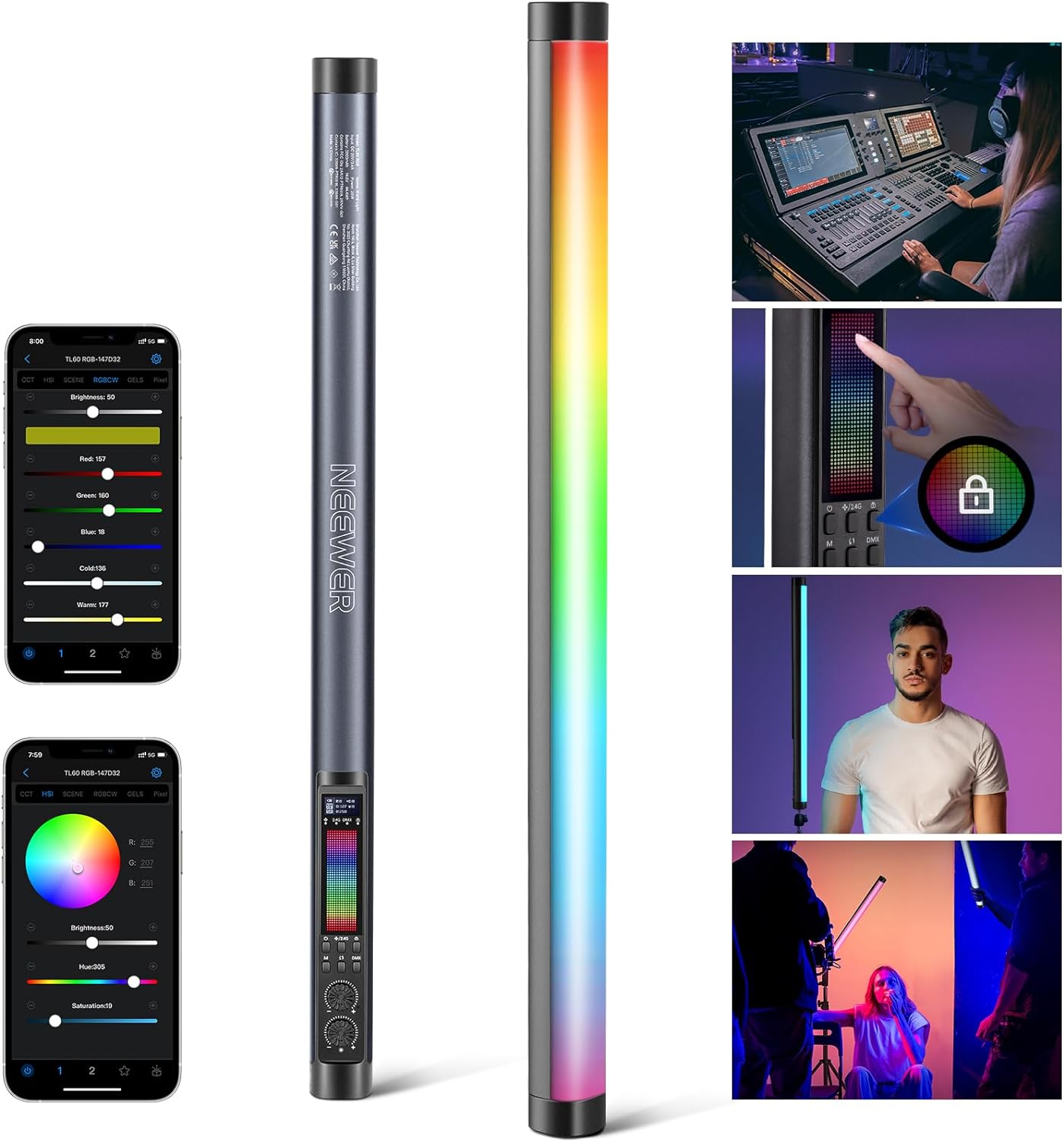 NEEWER TL60 RGB Tube Light, Fu - Photography Lighting Wand 评论和价格