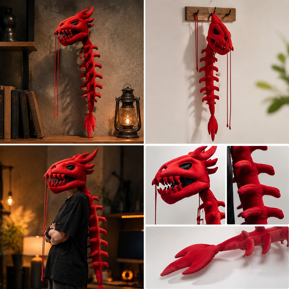 Dragon Skull Spine Plush Hood  - Photography Lighting Wall 评论和价格