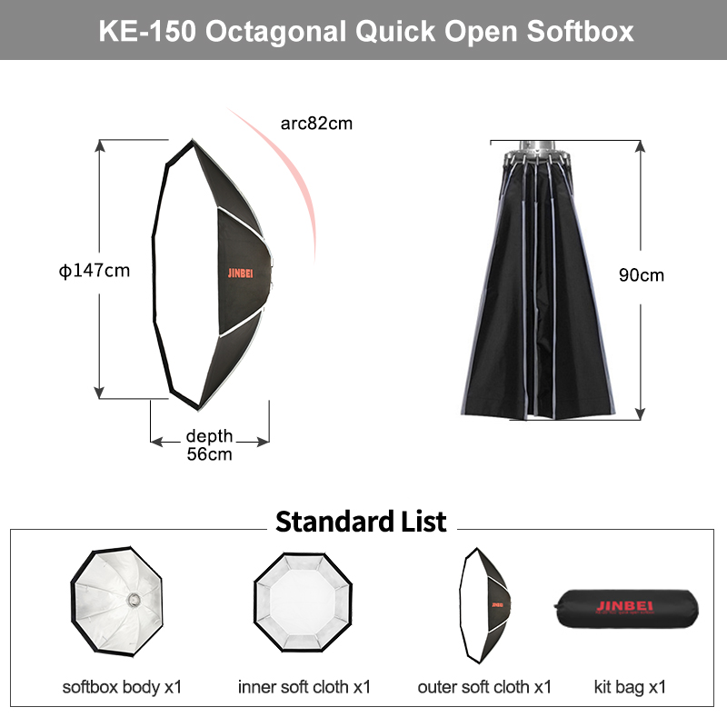 JINBEI KE- 150cm Quick Set-up  - Photography Studio Lighting Set Up 评论和价格
