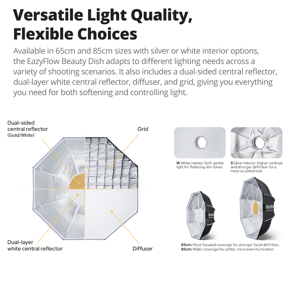 Godox 65cm 85cm EazyFlow Beaut - Photography Lighting Beauty Dish 评论和价格