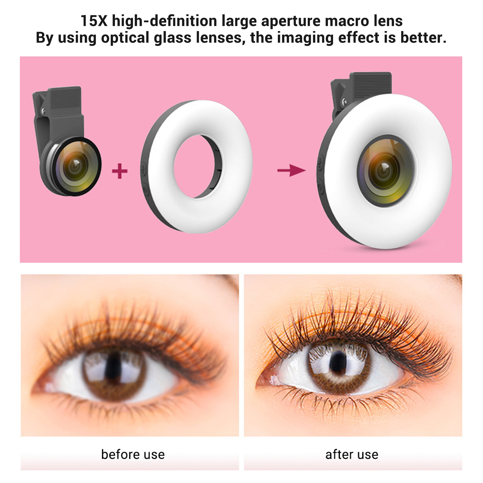 Phone LED  Light 15X Macro Len - Photography Lighting Led 评论和价格